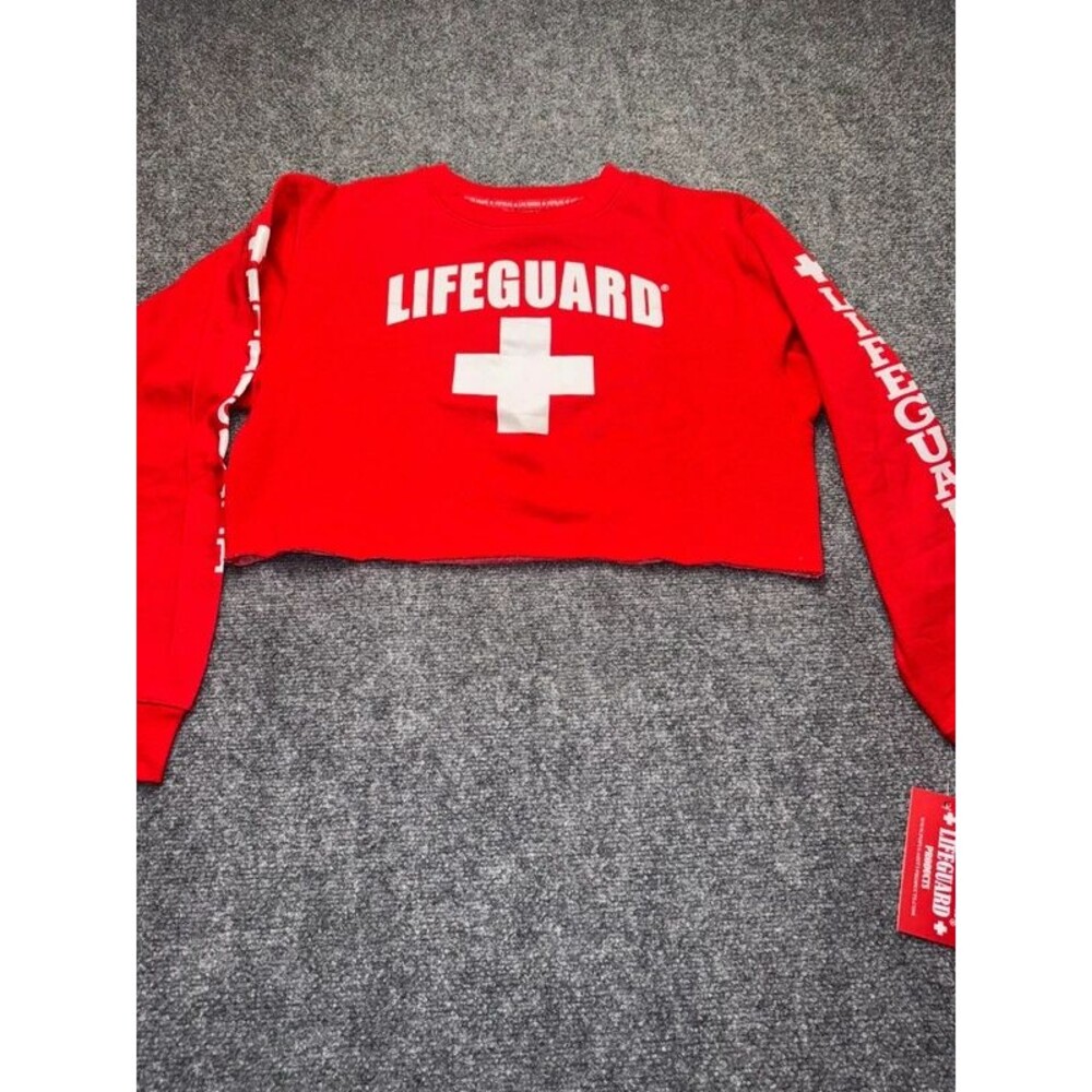 Red Lifeguard Cropped Graphic Long Sleeve Sweatshirt Women’s Medium